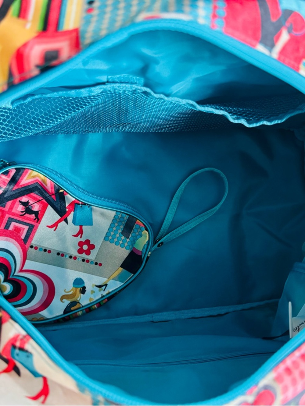 Home Interiors Colorful Teal Bag for Travel, Gym orWeekender Retro Pattern - Picture 4 of 11